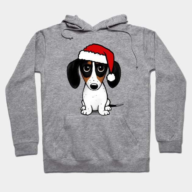 Piebald Dachshund with Santa Hat Cute Wiener Dog Christmas Hoodie by Coffee Squirrel